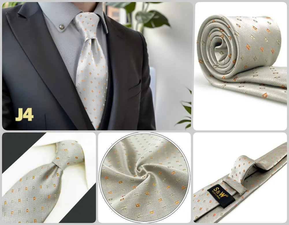 Blue Mens Necktie Silk Brown Ties for Men Wedding Guest Gift Classic Gray Party Christmas Dropshipping