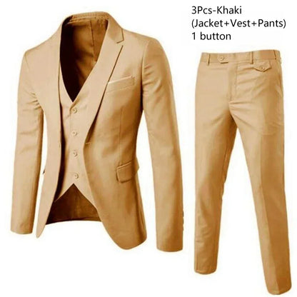 Elegant Suits For Men Wedding 3 Pieces 2 Set Luxury Fashion Classic Full Jackets Vest Pants Blazers Outfit 2024 Formal Costume