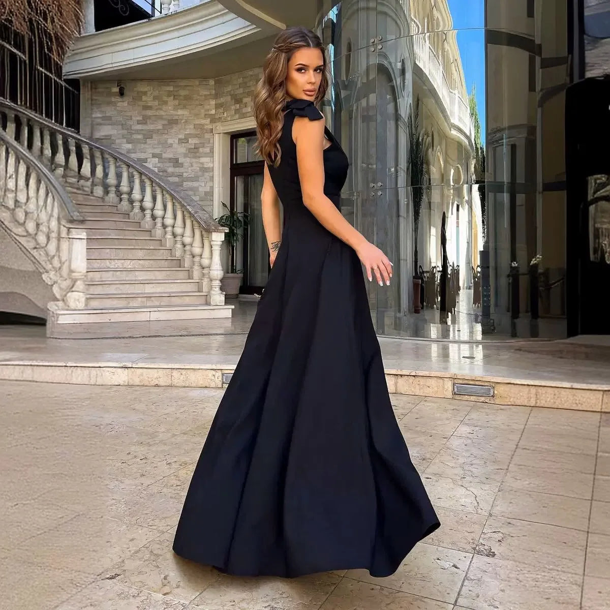 Spring Summer Elegant Women's Casual Dress 2024 New Fashion Evening Party Sexy V-neck Long Off Shoulder Women's Prom Dresses