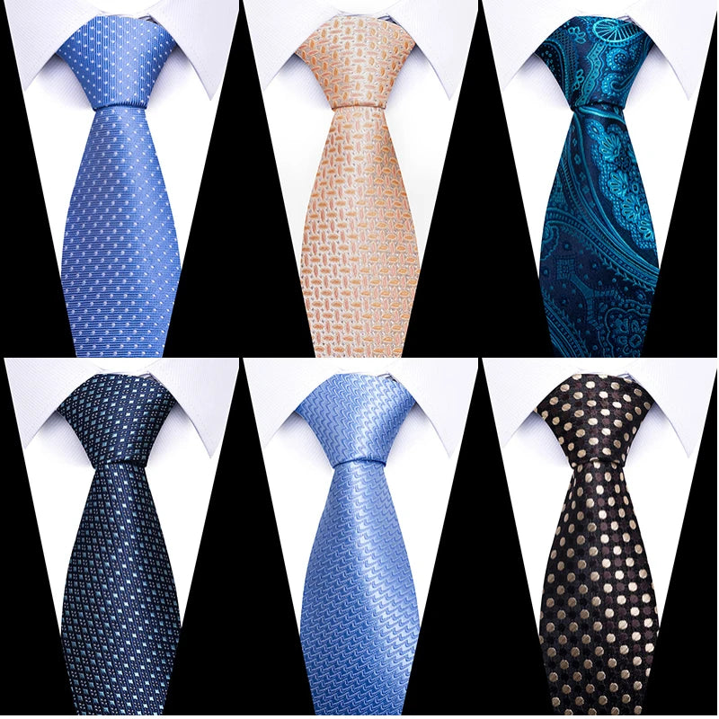 8 cm Tie Men Gravatas Classic Many Color Newest design Silk Necktie Shirt Accessories Striped Sky Blue Man's Office