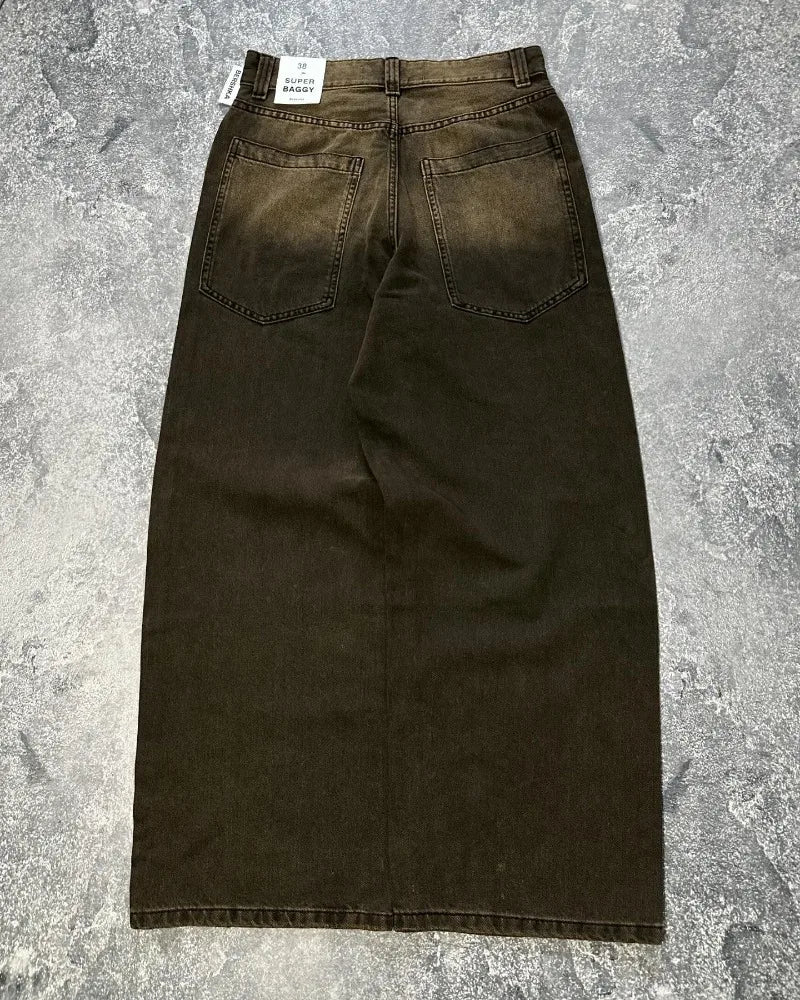 Y2K Harajuku New Fashion Washed Solid Color Baggy Jans Women Retro Hip Hop Casual Street Gothic Joker High Waist Wide Leg Pants
