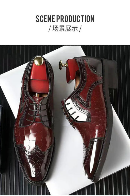 Men casual leather shoes business oxford shoes men brogue formal shoes genuine leather formal men brogue shoes
