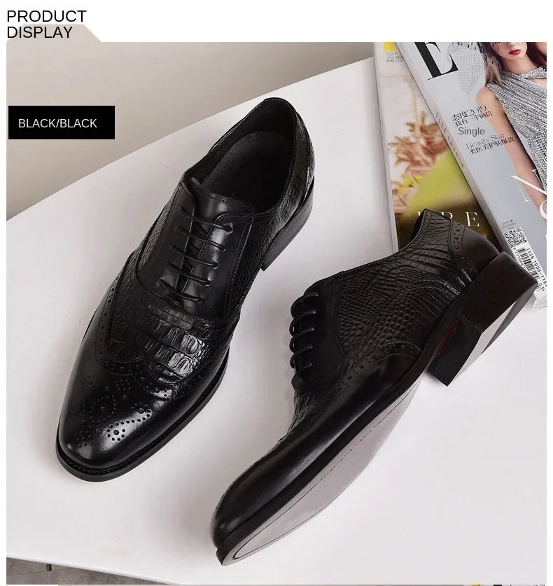 Plus Szie 48 Brock Oxford retro crocodile leather men formal spring autumn new 's for Work Casual business shoes Wedding shoes