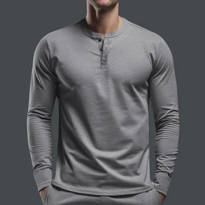 Cross-border Spring and Autumn Clothing European and American Men's T-Shirt Long-sleeved Men's Base Henry Shirt
