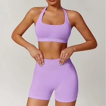 Women's Gym Solid Color Sports Bra Sexy Tight Fitting Backless Seamless with Chest Cushion Vest Exercise Yoga Camisole Top