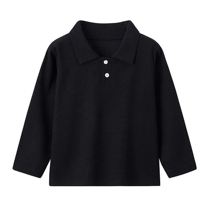 Children's solid color POLO shirt boy handsome fashion sports T-shirt girl lapel casual and comfortable half sleeve.