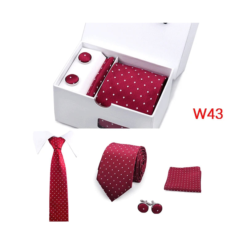 Mens Tie Set In A Box Paisley Ties For Men Gifts Luxury Necktie Pocket Square Cufflinks Wedding Business Formal Suit Tie