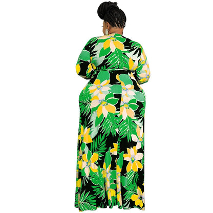 XL-5XL Plus Size Clothes Dresses Women Robes Summer Spring Long Sleeve Street Style Casual 3XL 4XL Big Size Maxi Dress Oversize