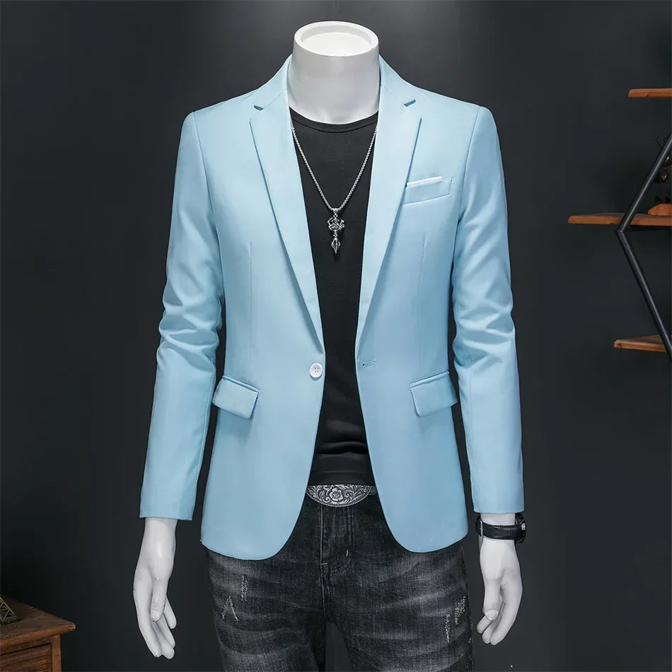 Boutique Fashion Suit Men's Slim Groom Wedding Suit Jacket Business Office Suit Casual Solid Color Suit Jacket