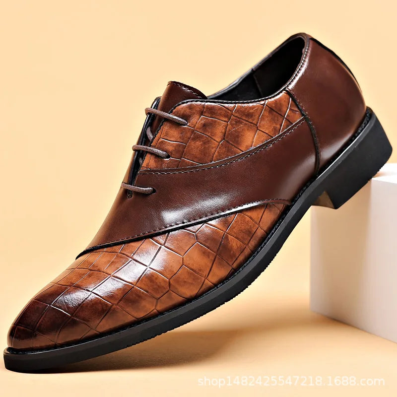 Luxury  Leather Shoes for Men Brand Derby Shoes for Men Pointed Toe Lace-up Men's Formal Shoes Handmade Business Footwear 2024