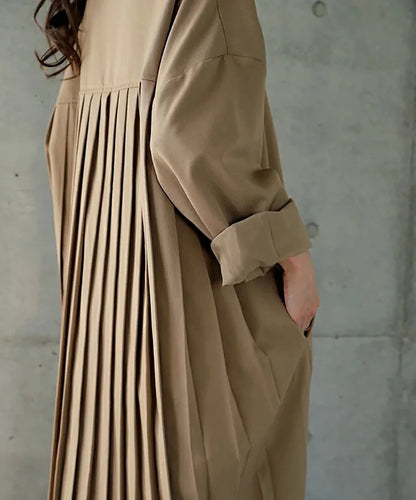Spring Long Shirt Dress A-line Women's Dress Elegant Pleated Long Sleeve Casual Dresses Female Fashion Oversize Ladies Clothes