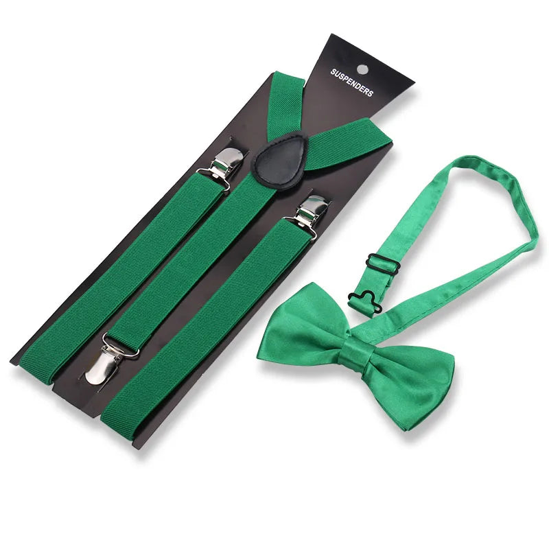 Elegant Fashion Adult Men's Suspenders And Bow Tie Two Pcs Set Harness Man For Pants Gentleman Suit Accessories Wedding Business