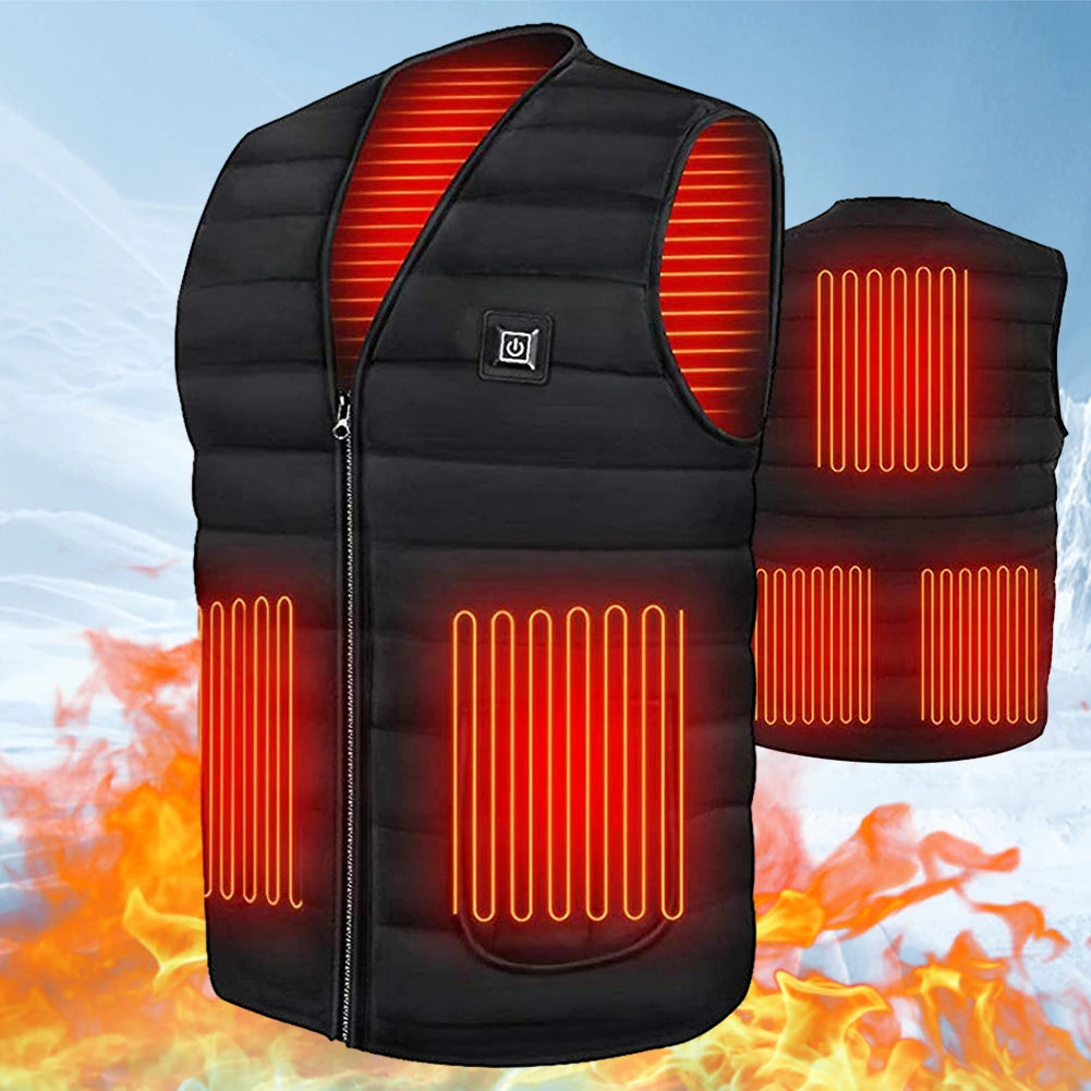 Unisex Heated Vest 9 Area Heating Thermal Jacket USB Electric Heating Vest Men Women Smart Headed Waistcoat for Outdoor Camping