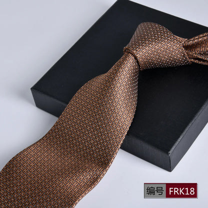 Brown Tie For Men Classic Style 8CM Tie Striped Jacquard Ties Wine Red Wedding Gravatas Formal Business Neckties Gifts For Men