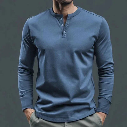Cross-border Spring and Autumn Clothing European and American Men's T-Shirt Long-sleeved Men's Base Henry Shirt