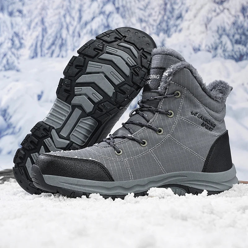 Super Warm Winter Boots With Fur Outdoor Hiking Men Boots Snow Antiskid Waterproof Boots Men Shoes Winter botas High Top hombre