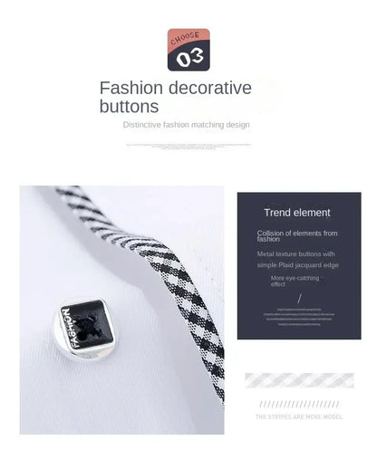 Spring and Autumn Men Dress Shirt Long Sleeve Trim Business Casual Solid Color Shirt Slim Fit White Base Layer Shirt for Male