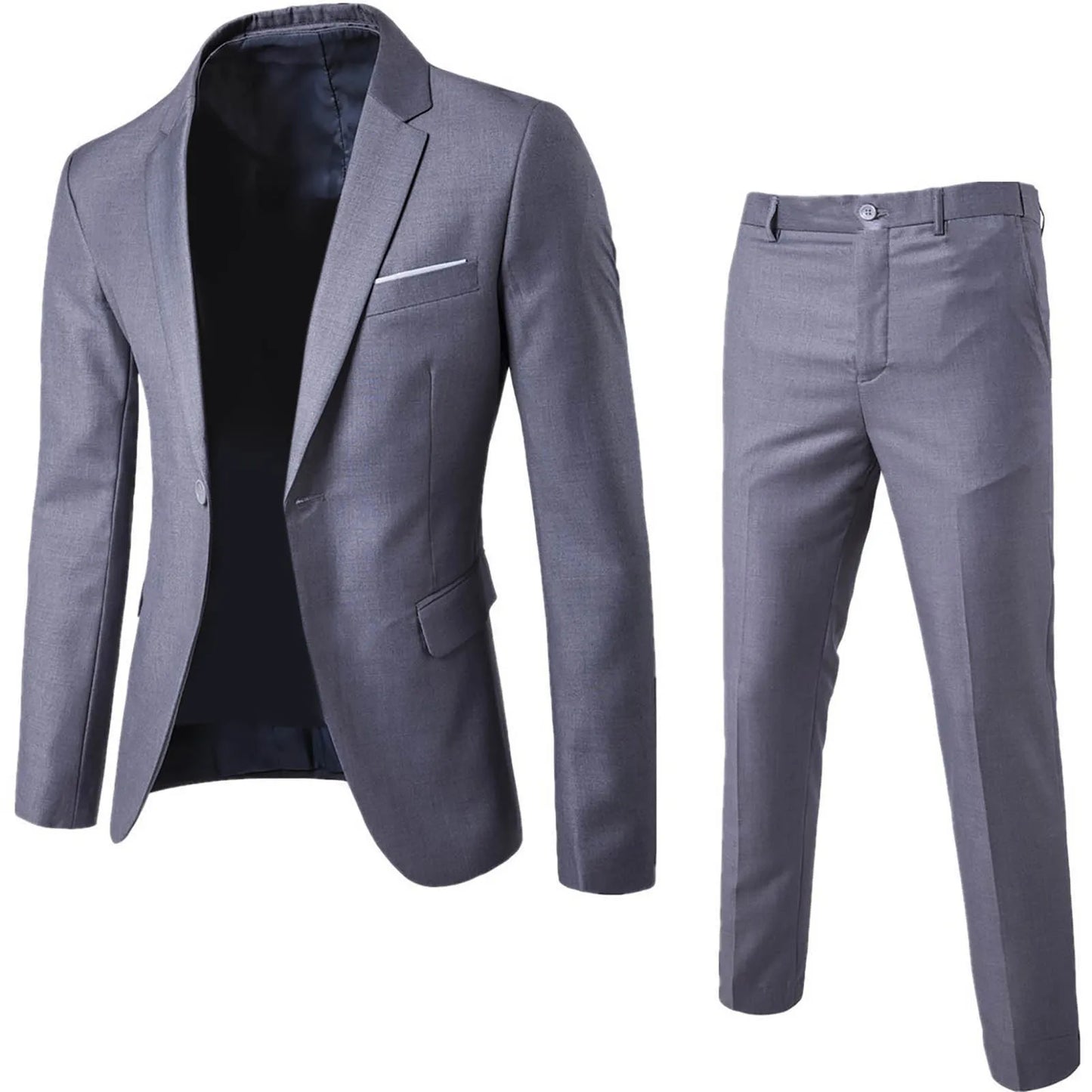 Luxury 2 piece men's wedding suit fashion men's slim solid color business office suit sets large size men Blazer+ pants