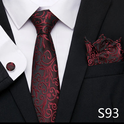 Hot Sale Holiday Gift Tie Pocket Squares Cufflink Set Necktie Dot Man Dark Grey Wedding Accessories Performance