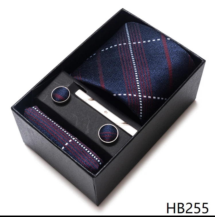 Top Quality 7.5 cm Business Ties Hanky Cufflink Set Tie Clips Green Necktie Corbatas For Men Wedding In Gift Box Gravatas