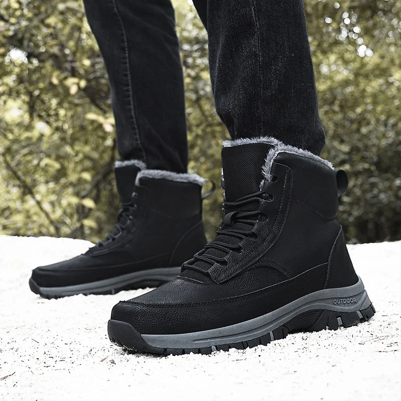 Super Warm Winter Boots With Fur Outdoor Snow Men Boots Snow Antiskid Waterproof Boots Men Shoes Winter botas High Top hombre