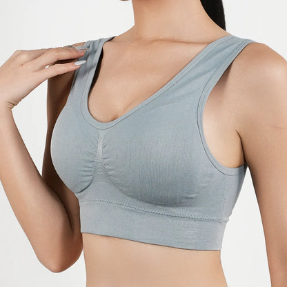 Women Large Seamless Bras Push Up Sports Top Female Breathable Brassiere Unwired Active Padded Bra Crop Top Gym Runing Yoga Vest