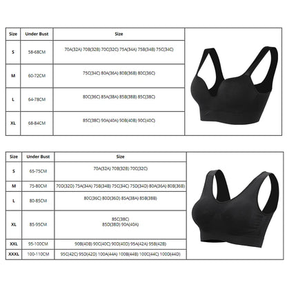 Women Wireless Sports Bra Fitness Running Vest Gym Workout Underwear Padded Tops Bralette Breathable Brassiere Push Up Bras
