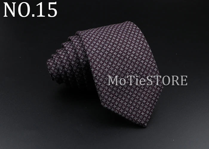 Men's Plaid Tie Cotton Black Grey Red Necktie Handmade Wool Narrow Collar Ties Wedding Business Party Suit Shirt Gift Accessory