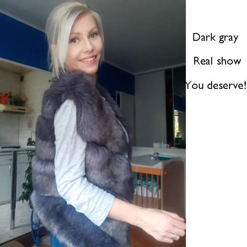 2022 New Fashion Faux Fur Coat Winter Coat Women Waist Fur Gilet Women's Jacket Vest For Ladies