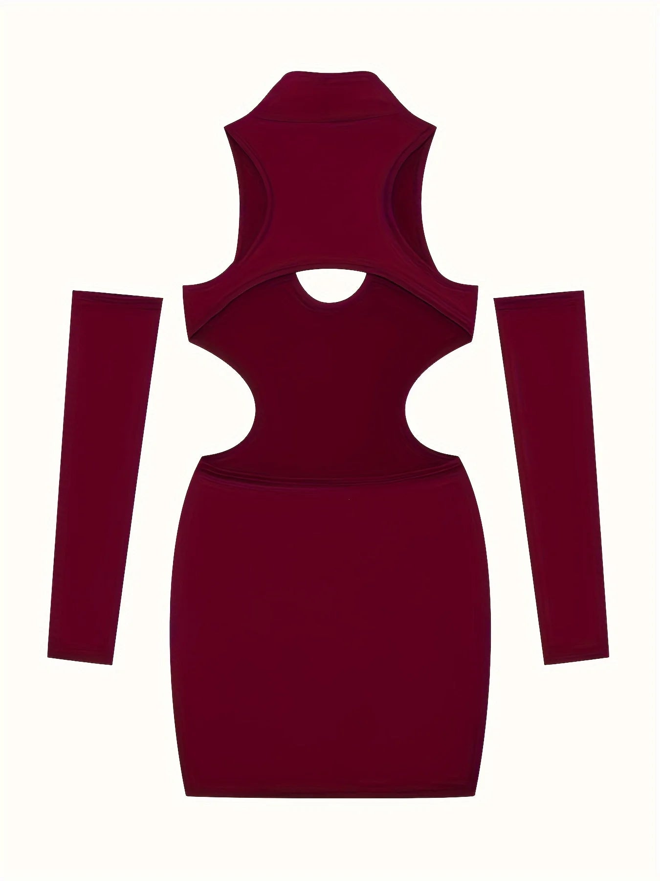 Spring and Summer New Style Dress Europe and the United States Sexy Solid Color Hollow Neck Tight Hip Dress