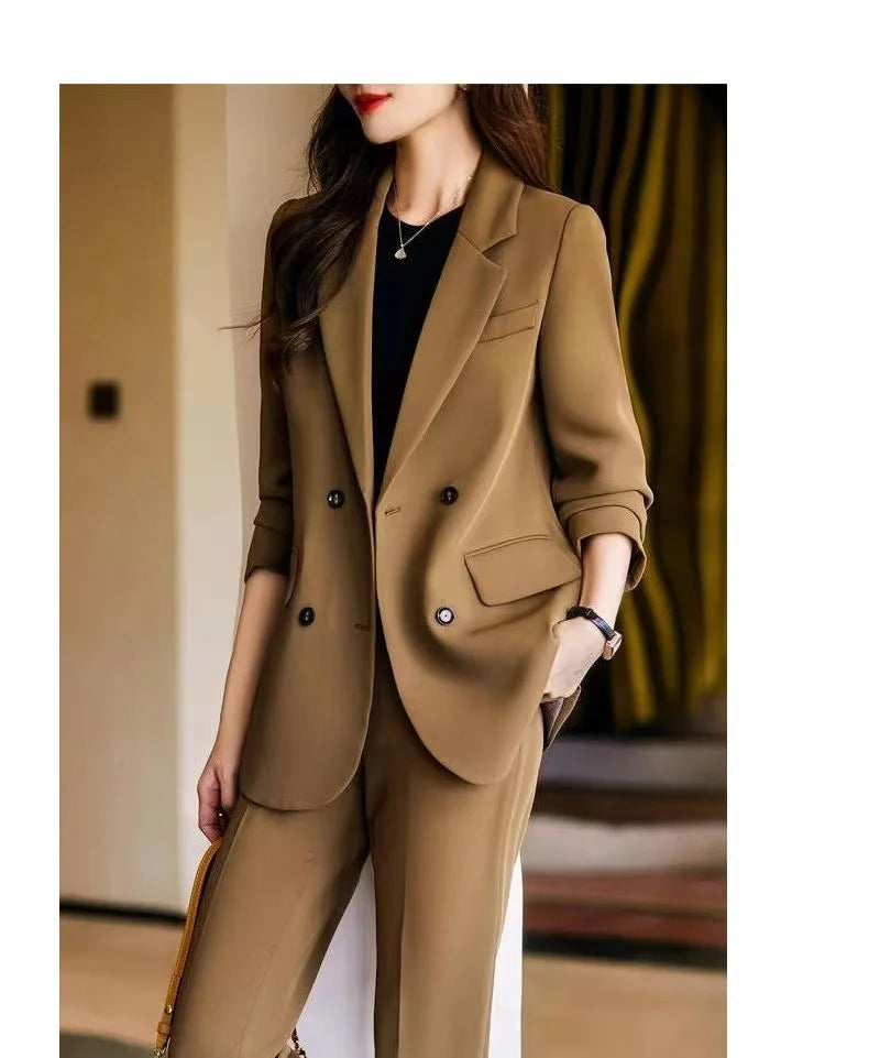 Two-Piece Suit Set in Raspberry Casual Sle for Women Long Sve Profional Pantsuit Polyester Fiber 00%