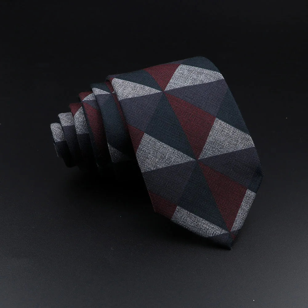 Men's Plaid Tie Cotton Black Grey Red Necktie Handmade Wool Narrow Collar Ties Wedding Business Party Suit Shirt Gift Accessory