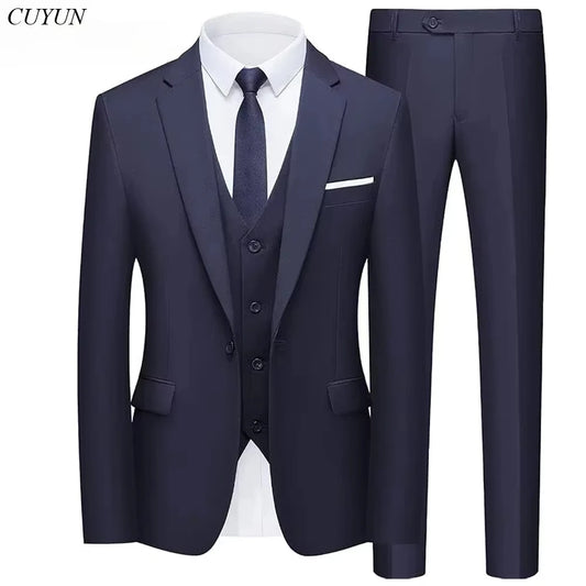 Suit For Men Elegant Wedding 3 Pieces 2 Sets Blazers Full Jackets Vest Pants Formal Fashion Luxury Coats 2025 Classic Costume