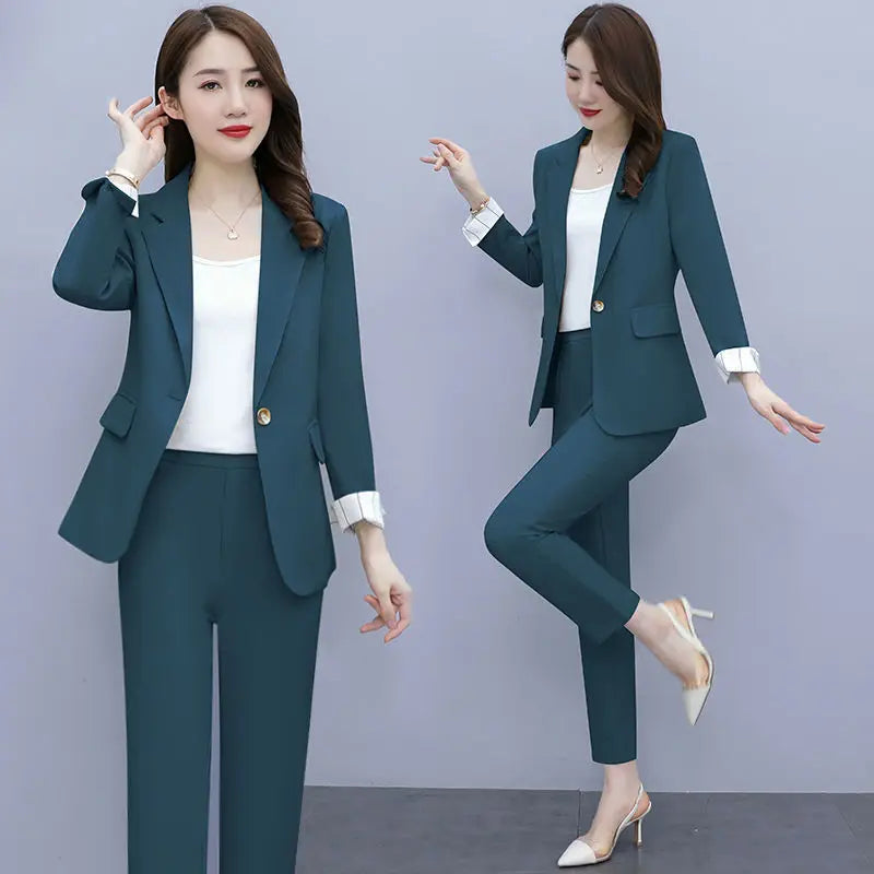 Women's 2025 Spring New Casual Blazers Jacket Matching Set Korean Elegant Chic Professional Suit Coat+Vest+Pants Three Piece