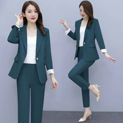 Women's 2025 Spring New Casual Blazers Jacket Matching Set Korean Elegant Chic Professional Suit Coat+Vest+Pants Three Piece