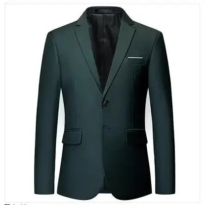New Men Pure Colour Business Social Office Suit Slim Fit Jacket Fashion Simple Groom Wedding Tuxedo Dress Blazers Coats