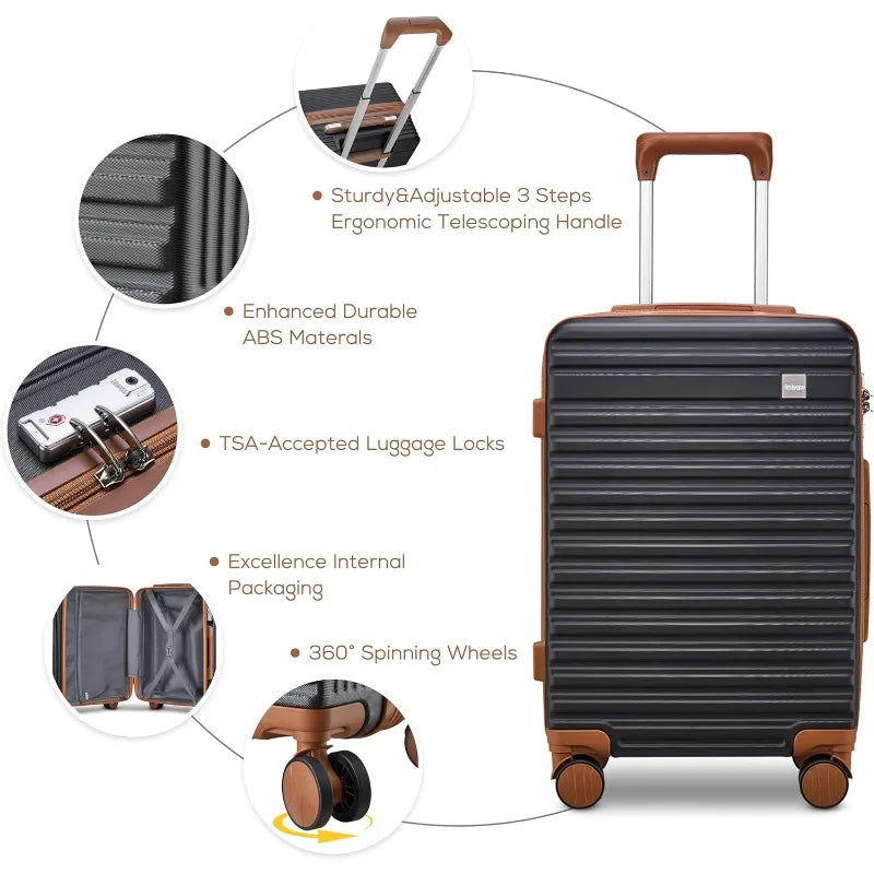 Carry on Luggage Sets,20 Inch Expandable Carry-on Suitcase with Spinner Wheels,Hard Shell Lightweight Rolling Travel Luggage