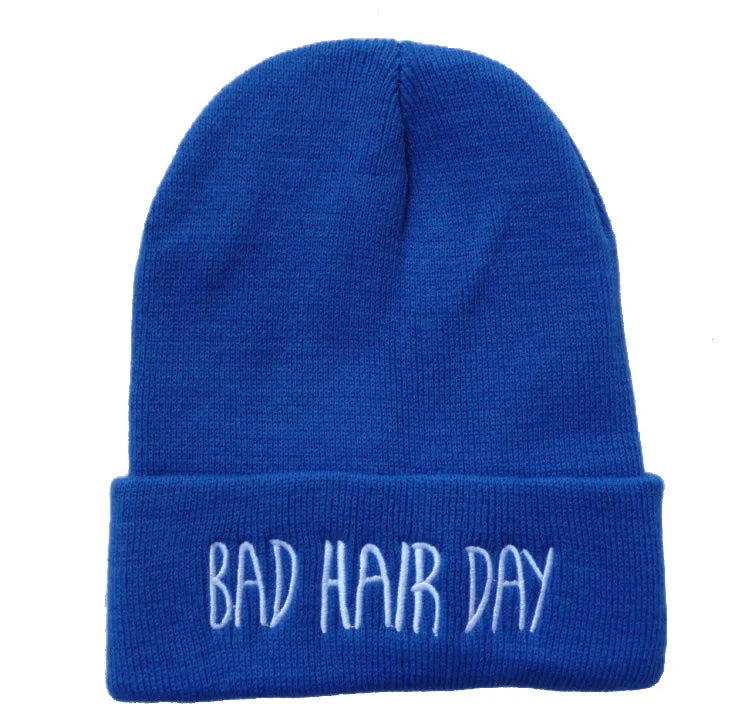 22 Colors Winter Unisex Funny Bad Hair Day Hip Pop Beanie Hat Women Men Ski Cap