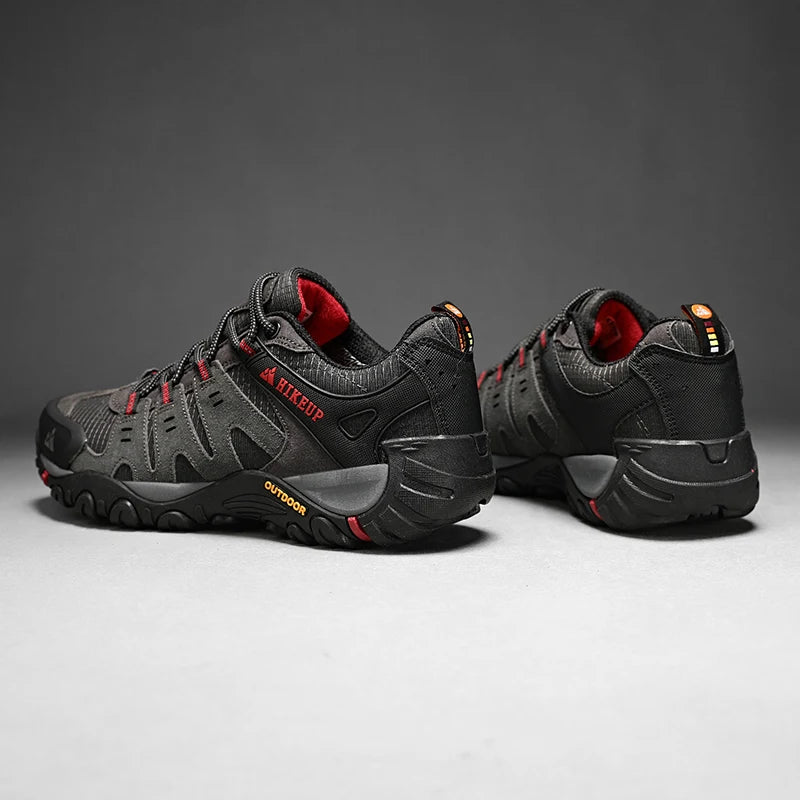 HIKEUP Men's Hiking Shoes Suede Leather Outdoor Shoes Wear-resistant Men Trekking Walking Hunting Tactical Sneakers