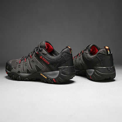 HIKEUP Men's Hiking Shoes Suede Leather Outdoor Shoes Wear-resistant Men Trekking Walking Hunting Tactical Sneakers