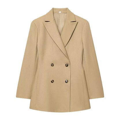 KONDALA Office Lady Chic Women Blazer Suit Double Breasted Long Sleeve Blazer Long Zipper Pants New Fashion 2026 Spring Suit