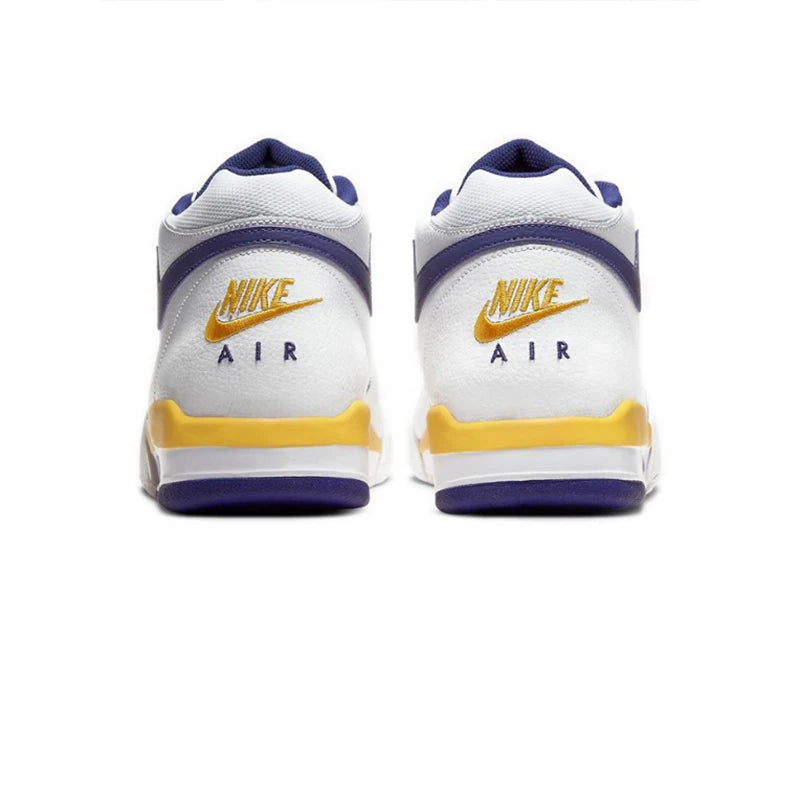 NIKE FLIGHT LEGACY Lakers white, blue and yellow retro basketball shoes BQ4212-102