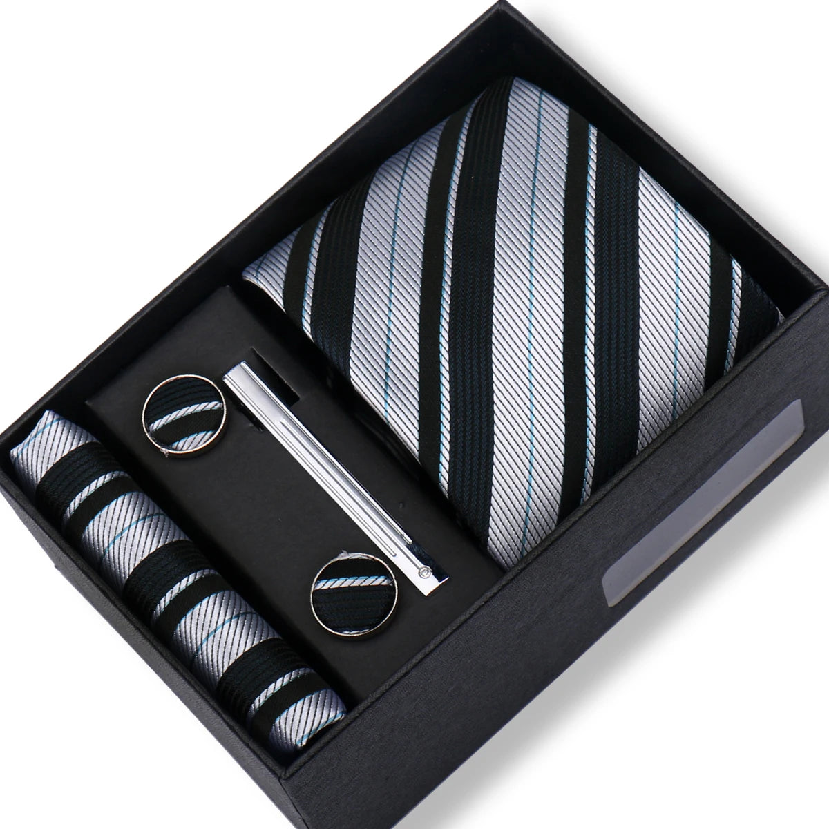 Ties Gift Box Brand Design Top Quality Jacquard Necktie Hanky Cufflink Set Tie Clip For Men Gravatas Business Wedding