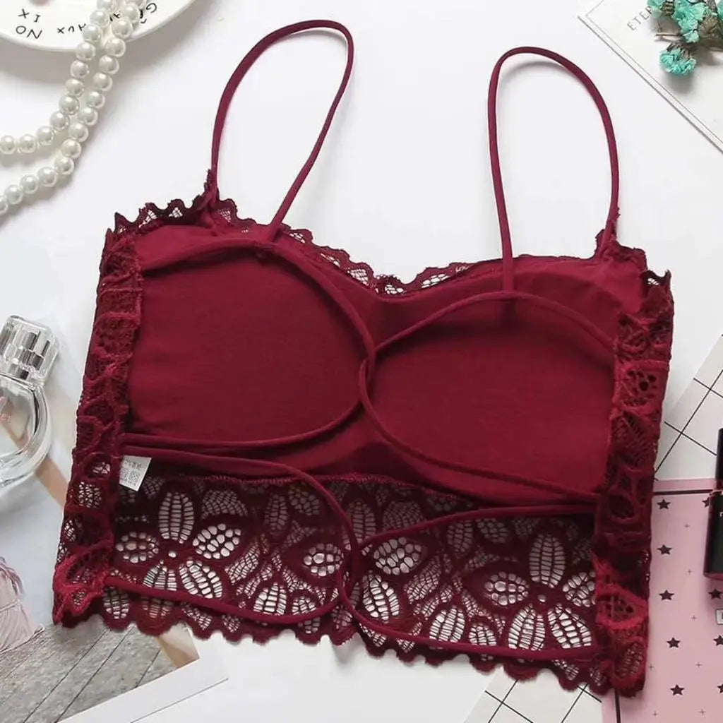 Sexy Women Push Up Wireless Lace Bra Top Women Plus Size Bralette Underwear Lingerie Full Cup Low Back Underwear