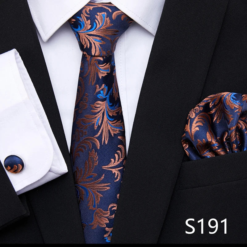Hot Sale Holiday Gift Tie Pocket Squares Cufflink Set Necktie Dot Man Dark Grey Wedding Accessories Performance