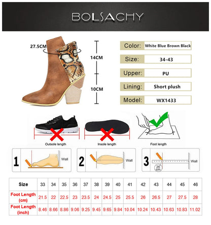 2024 Autumn Women Boots Pu Leather Wedge High Heel Ankle Boots Winter Cowboy Boots Fashion Western Boots Woman Denim Shoes Brown