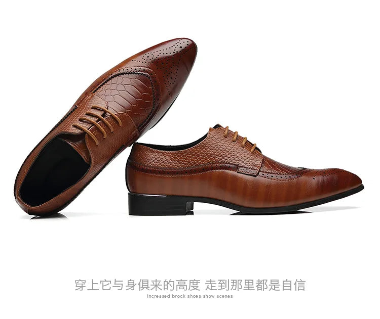 Business Casual Formal Lace-up Leather Shoes Men British Oxford Breathable Hombre Shoes Plus Size Office Wedding Flat Male Black