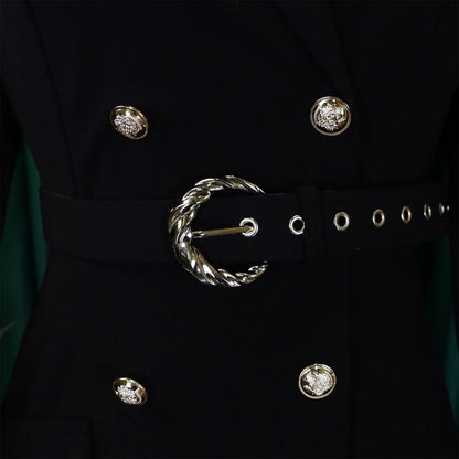 Elegant Dresses for Woman 2024 Autumn Winter New Trends Notched Collar Full Sleeve Sashes Pleated Mid Calf Solid Fashion Dress