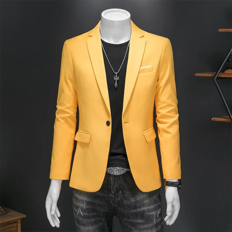 Boutique Fashion Suit Men's Slim Groom Wedding Suit Jacket Business Office Suit Casual Solid Color Suit Jacket