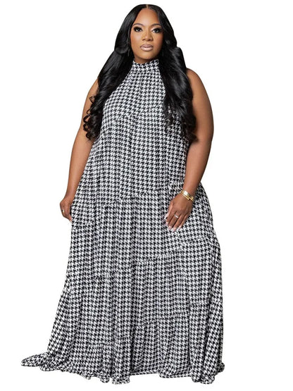 Wmstar Plus Size Dresses for Women Print Elegant New Bandage Fashion Loose Maxi Dress Clothes Wholesale Dropshipping 2024